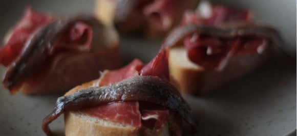 24-Month Jamon Iberico with Don Bocarte Anchovy Filets